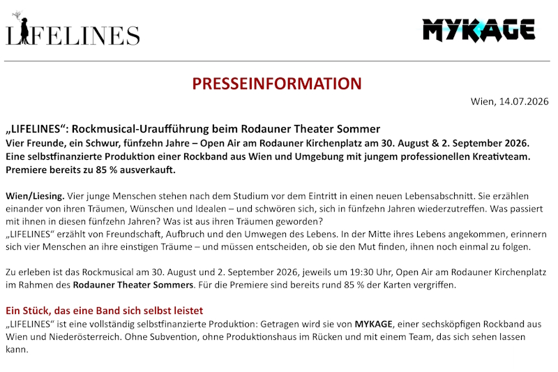 Presseaussendung LIFELINES